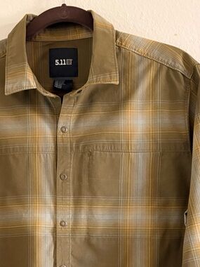 5.11 Tactical Igor Plaid L/S  Shirt | RapiDraw Snap Front | Olive/Tan| Size M